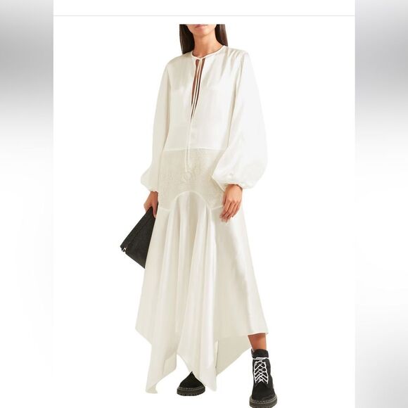 MARQUES' ALMEIDA embroidered silk maxi dress White flapper bridal $1300 NWT S - Picture 4 of 16